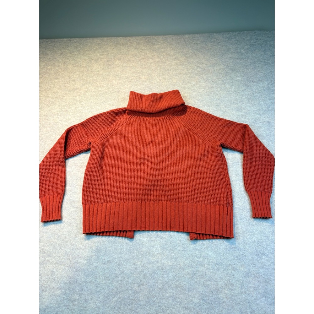 Madewell Orange Cotton Merino Wool Split Back Turtleneck Sweater XS